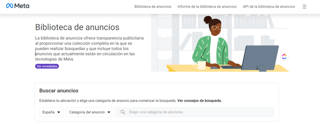 Biblioteca de anuncios de facebook