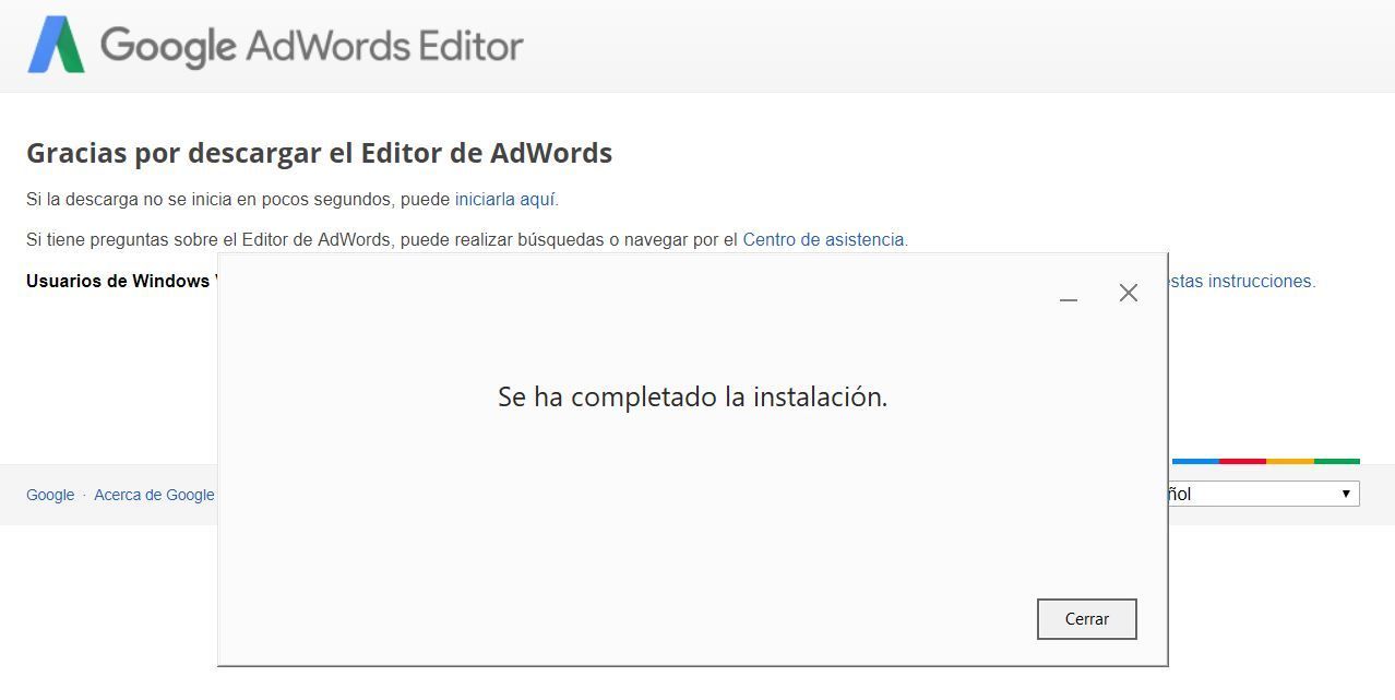 Descarga de Google Adwords Editor
