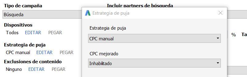 Selección de estrategia de puja.