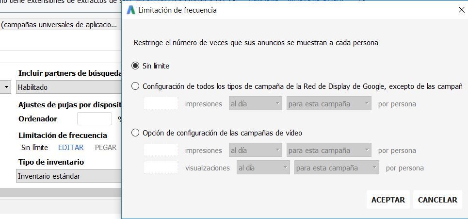 Limitación de frecuencia.