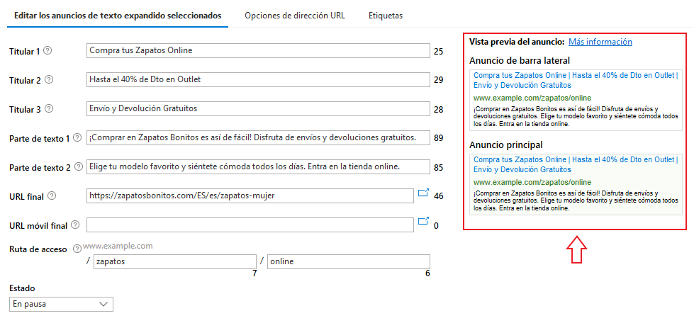 Creación de anuncios en Microsoft Ads Editor