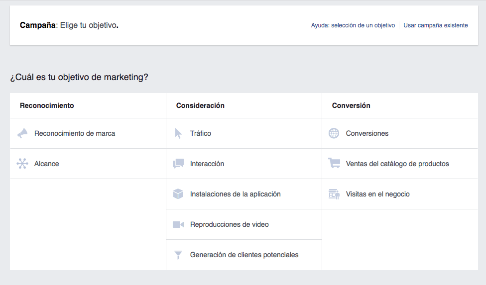Campañas en Facebook-Objetivo