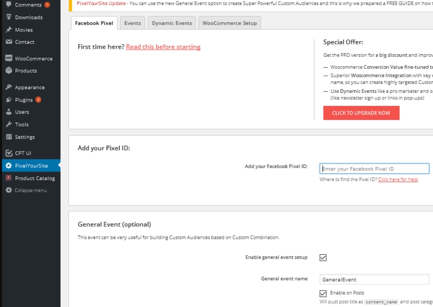 Plugin Facebook Píxel WordPress
