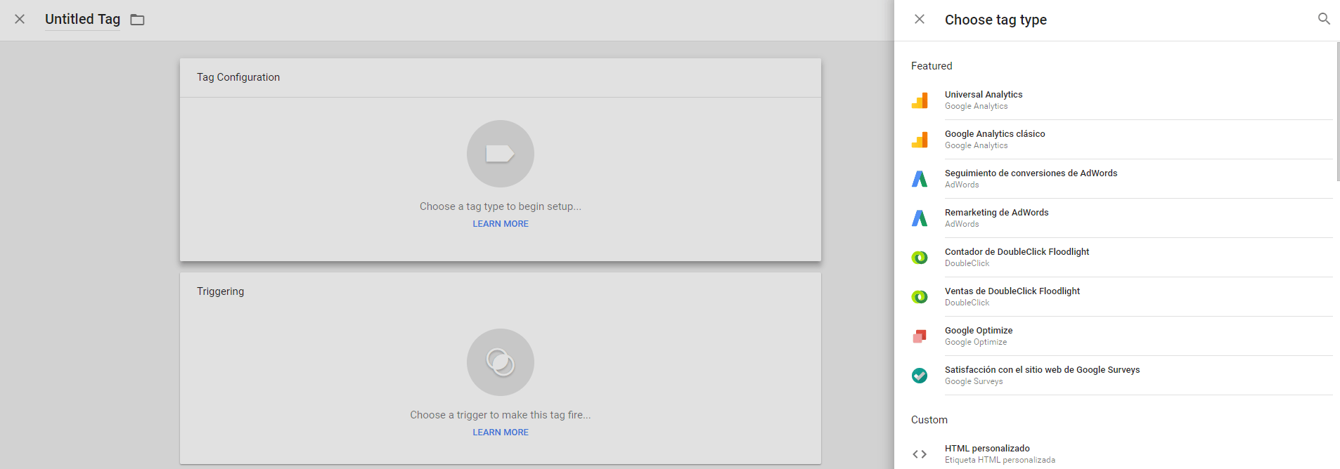 Google Tag Manager Etiquetas