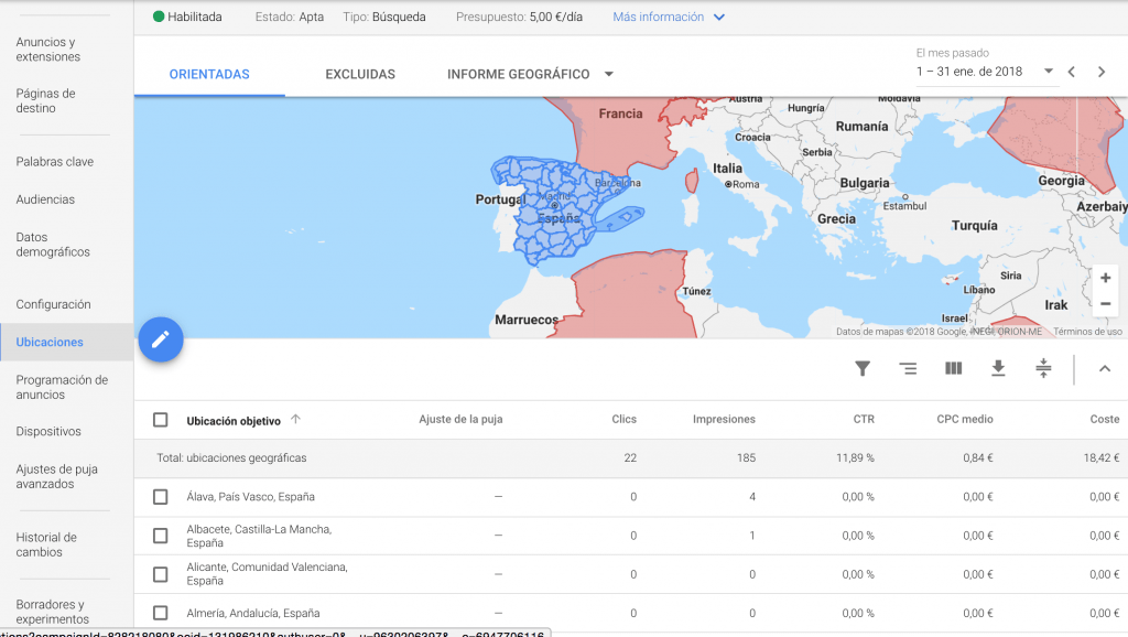 Segmentación geográfica Adwords