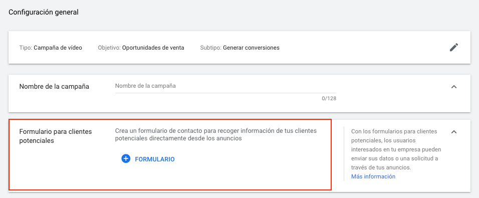 Youtube lead form