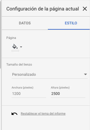 Personalización del tamaño de la página