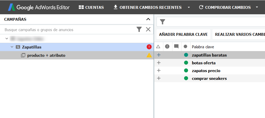 Keywords sin relación semántica dentro del mismo adgroup