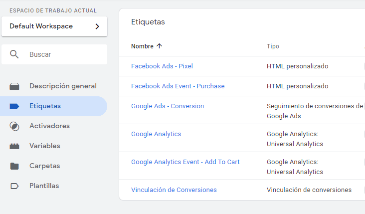 GTM Organizar Etiquetas