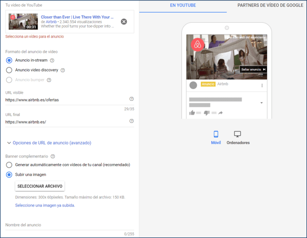 Anuncio Trueview in-stream
