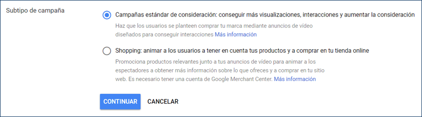 Subtipo de campaña