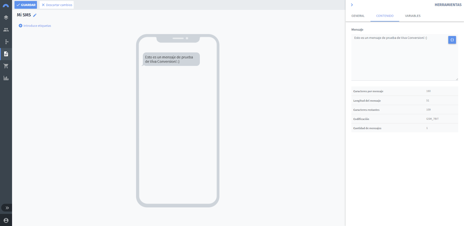 Creación SMS