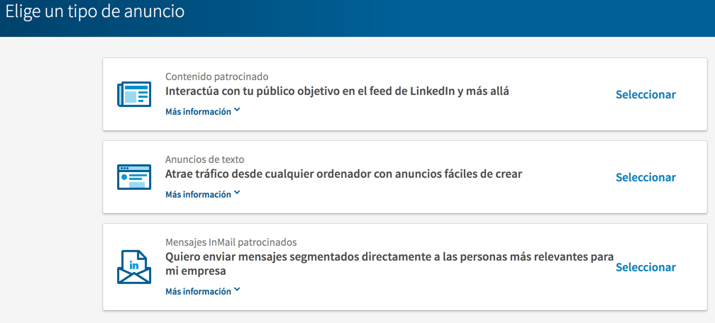 Tipos de anuncios LinkedIn
