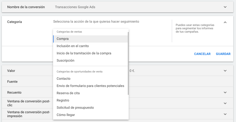 Segmento - Categoría de conversión