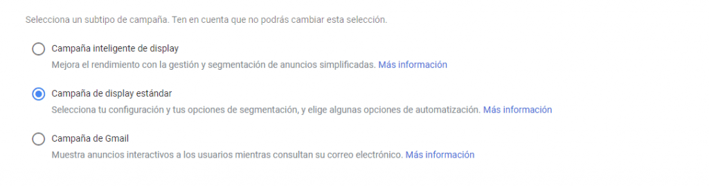 Tipos de campañas de display de google ads