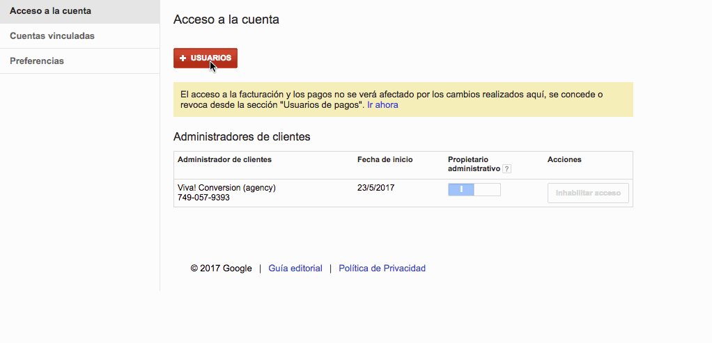 Administrador de cuentas