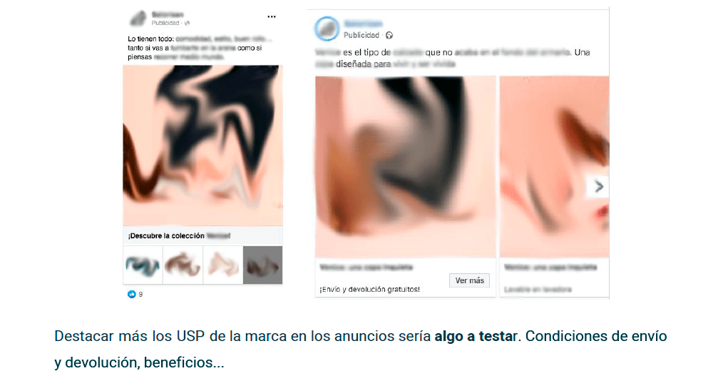 Fragmento del Análisis de Anuncios de Facebook de nuestra Auditoría de PPC