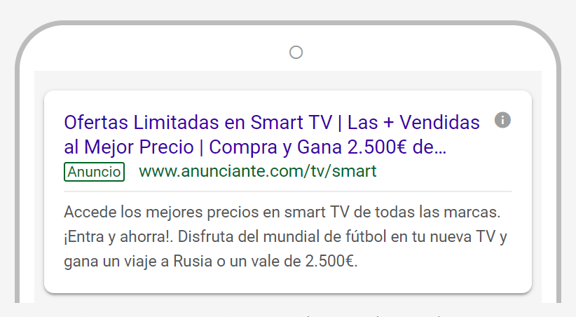Anuncio adaptable de búsqueda con tres titulares.