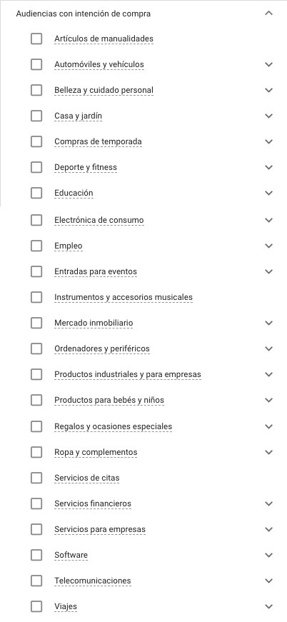 Audience Targeting: Basadas en la intención de compra