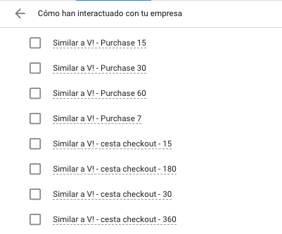 Tipos de audiencias: Audiencias similares