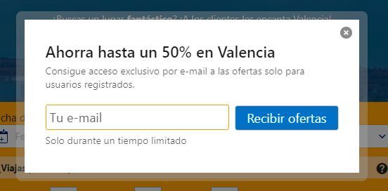 Modal en Booking.com: urgencia