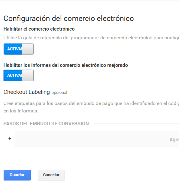 Configurar comercio electrónico mejorado