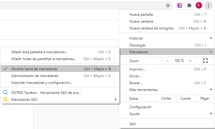 Cómo mostrar la barra de marcadores