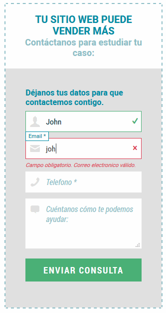 Ejemplo de labels flotantes en vivaconversion.com