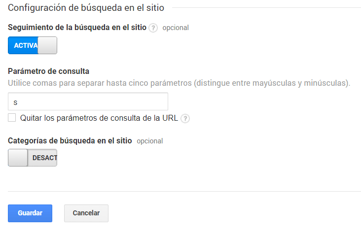 Configuración de búsquedas con el parámetro aplicado