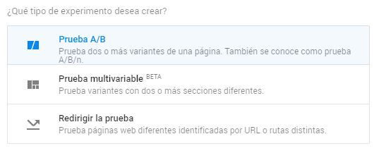 Tipos de test en el optimizador de google