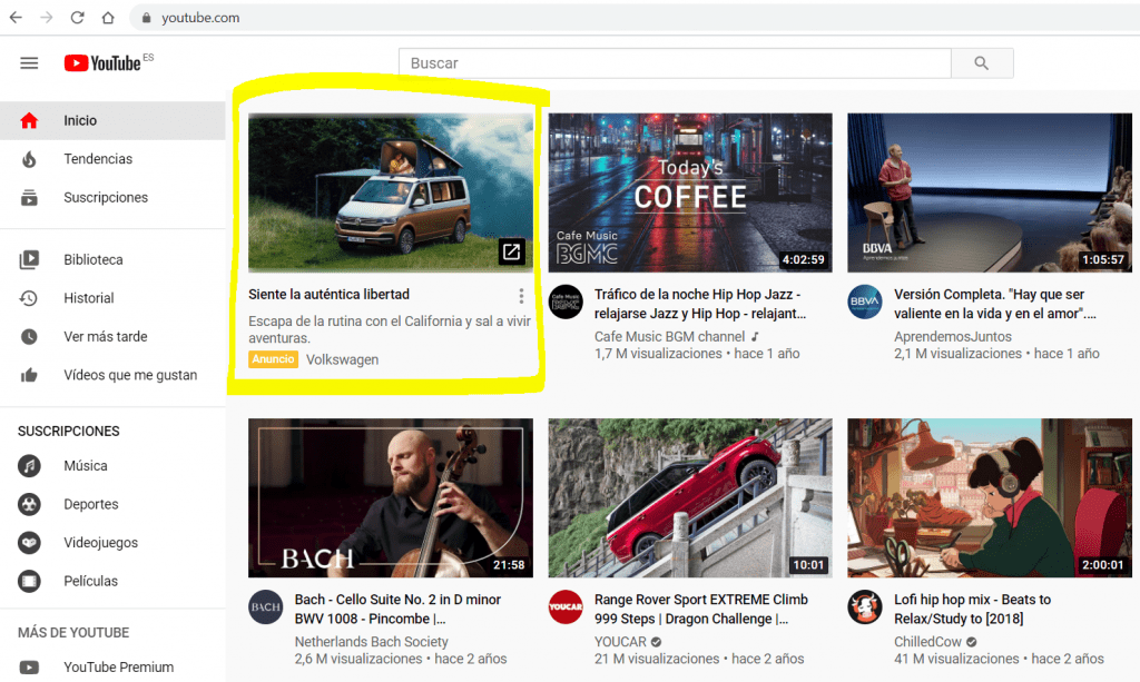 Anuncios de YouTube de discovery de trueview