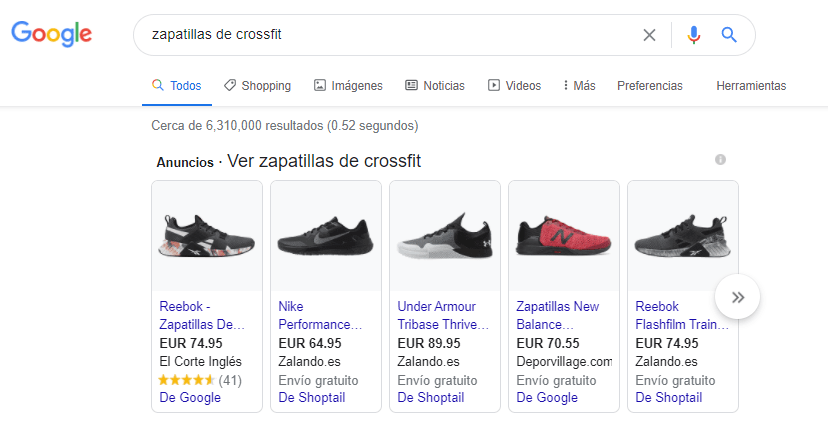 Búsqueda de google shopping