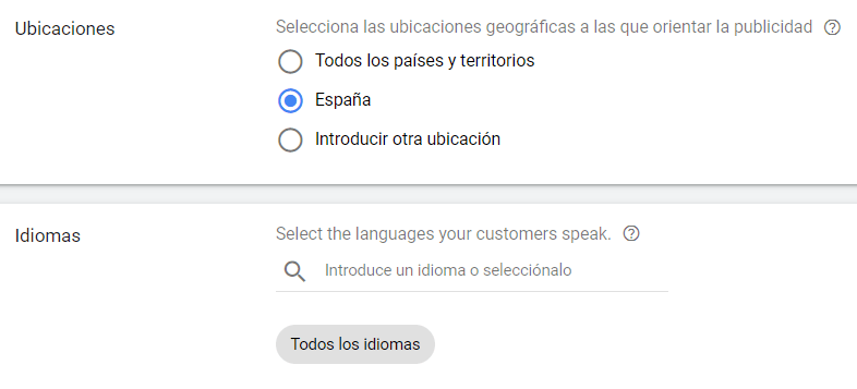 Idiomas y ubicaciones disponibles en campañas de vídeo de Google Ads en YouTube
