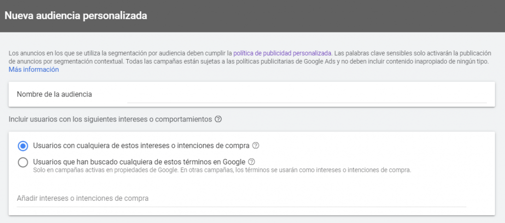 Audiencias personalizadas