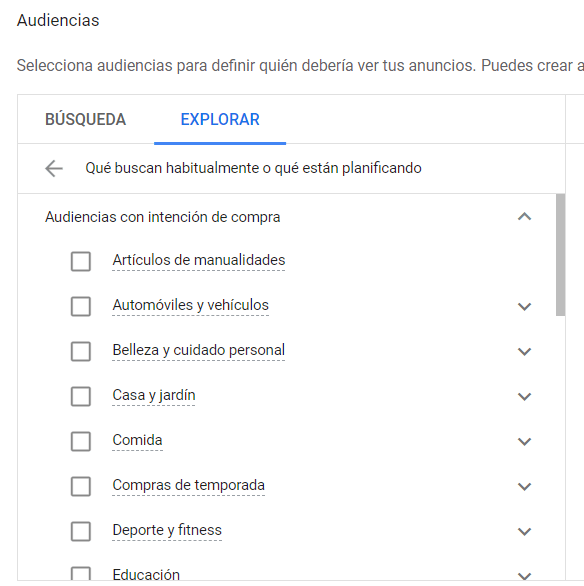 Audiencias en el mercado
