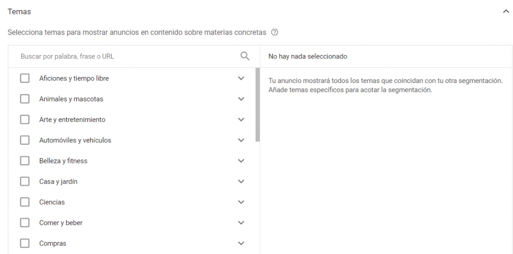Segmentación en YouTube por Temas