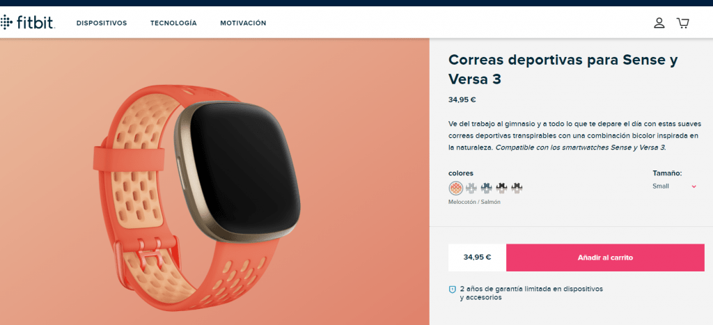 Descripción de uno de los productos de FitBit