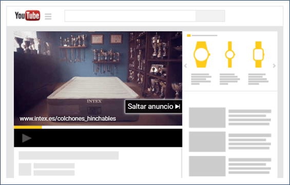 Anuncios trueview de shopping en YouTube