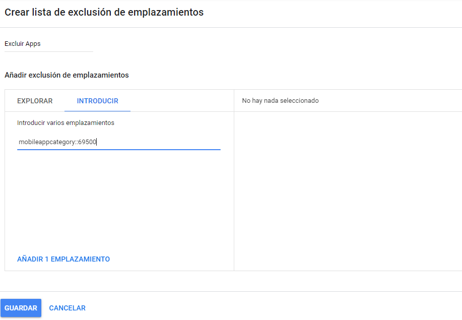 Lista de Exclusión de Emplazamientos