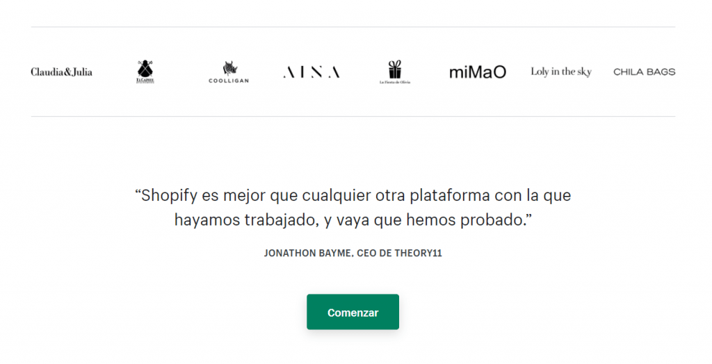 Página de destino de Shopify