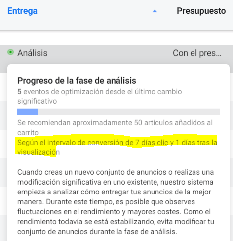Fase de análisis del algoritmo de Facebook Ads
