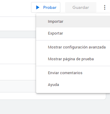 Importar / Exportar plantillas en GTM