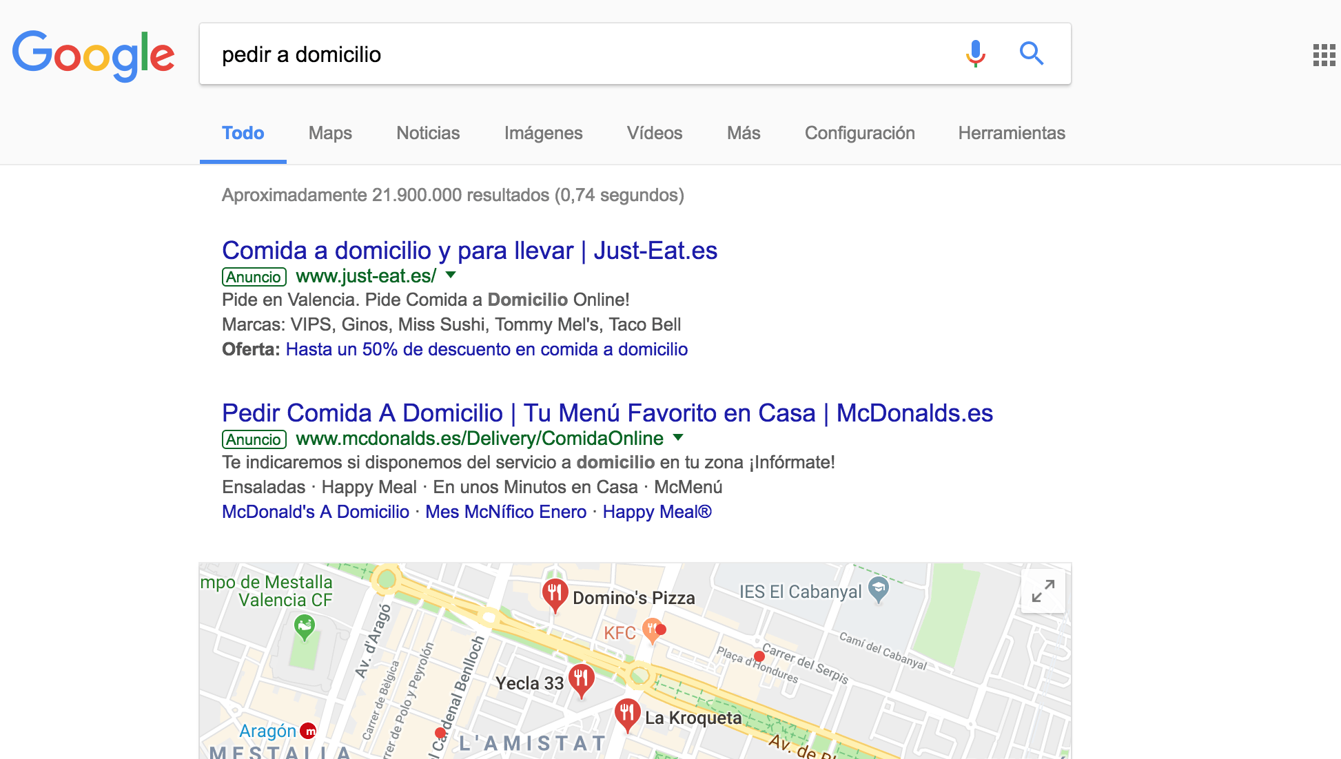 Publicidad de Pago por Clic - búsquedas Adwords
