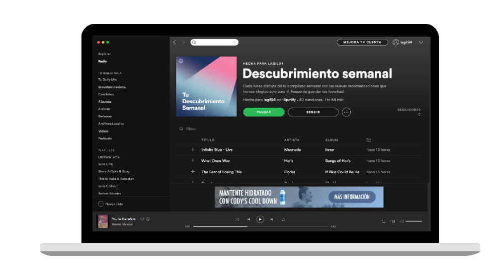 Publicidad en Spotify - Formato Homepage Takeover