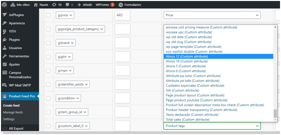 custom labels con product feed pro woocommerce