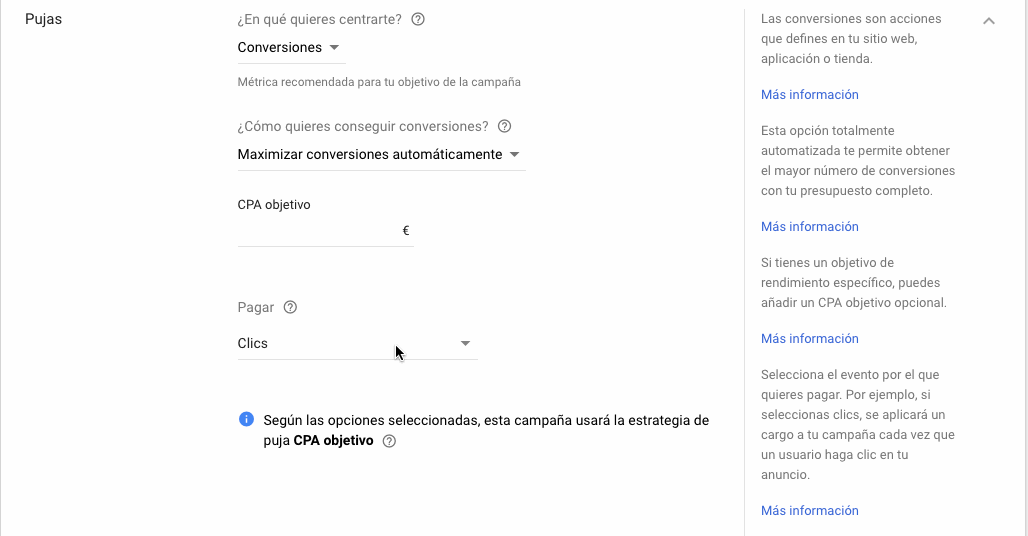 Paga por conversiones en AdWOrds