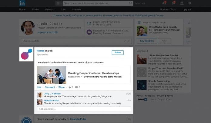 Contenido patrocinado en LinkedIn
