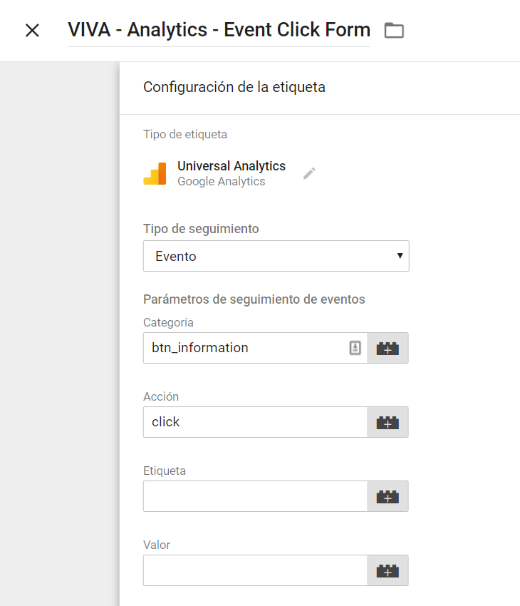 Tag Manager Evento Analytics
