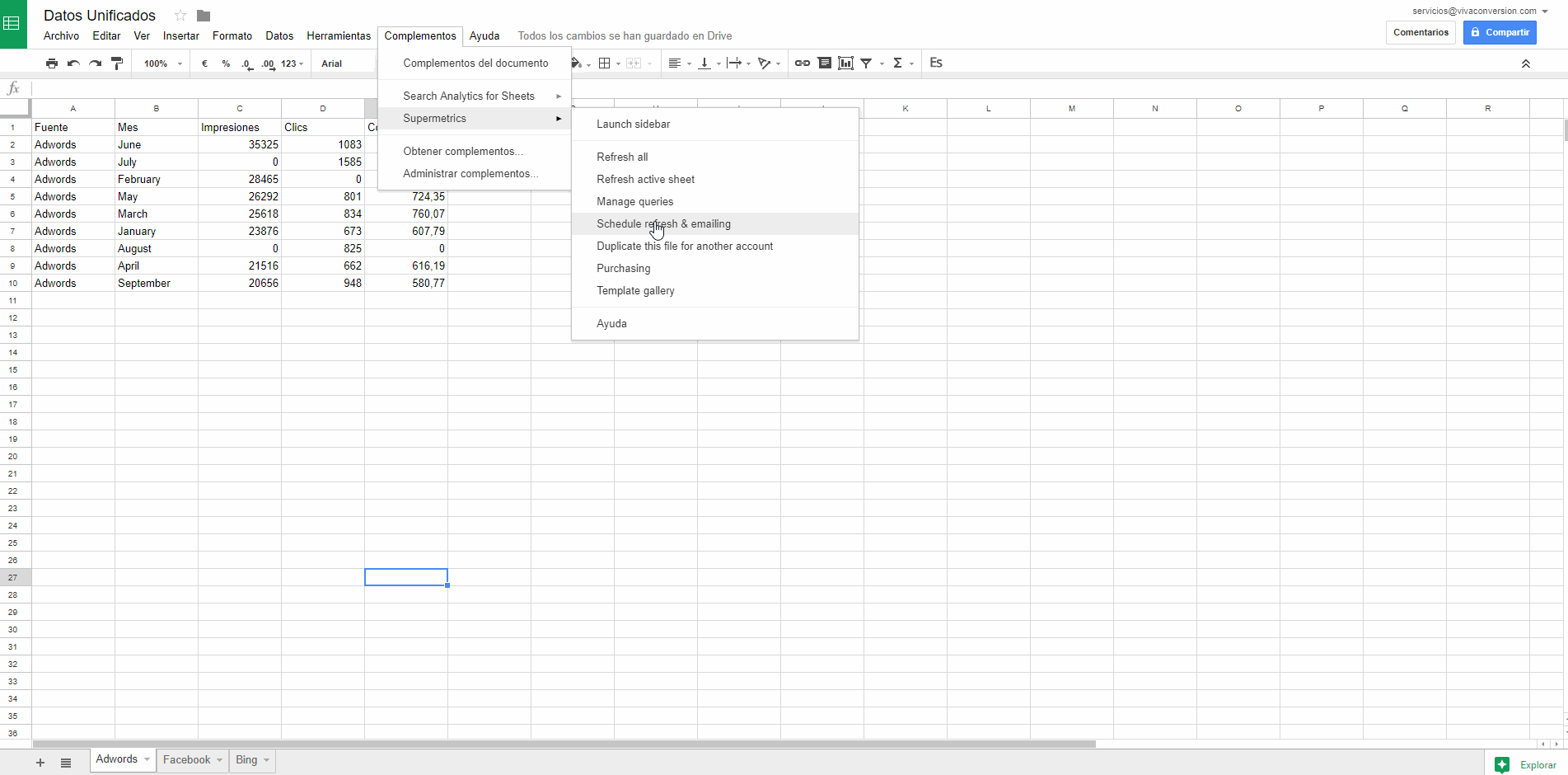 Automatizar Supermetrics