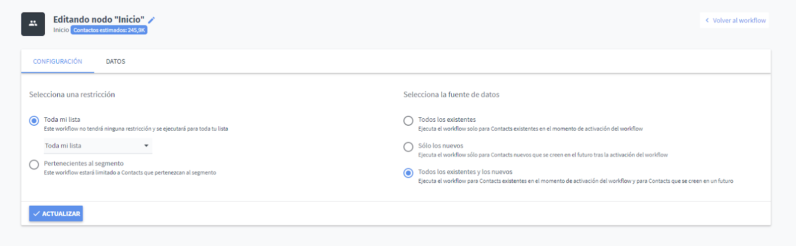 Nodo Inicio en connectif